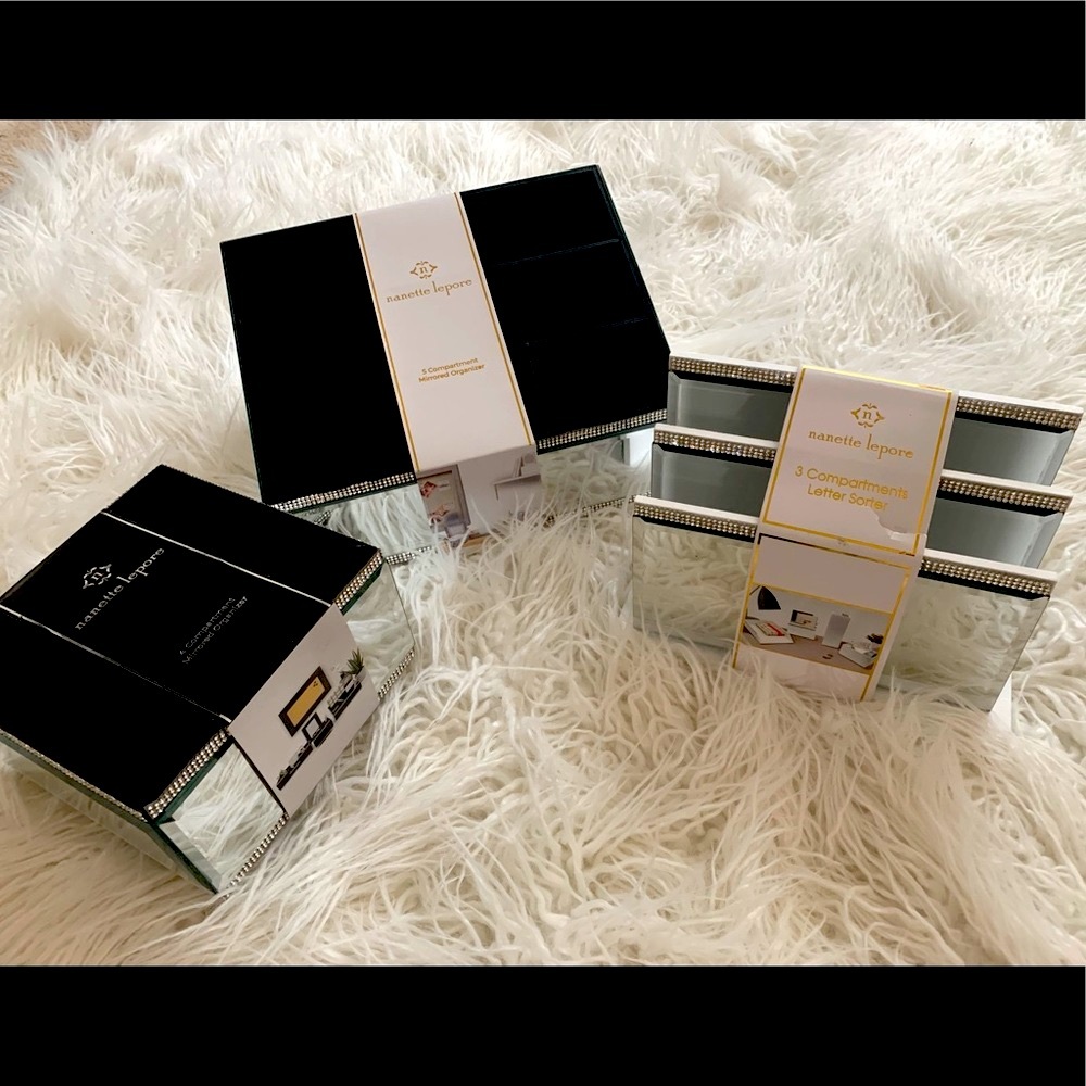 ❌SOLD❌ Nanette Lepore 2 pc Mirrored Bling Organizer Bundle